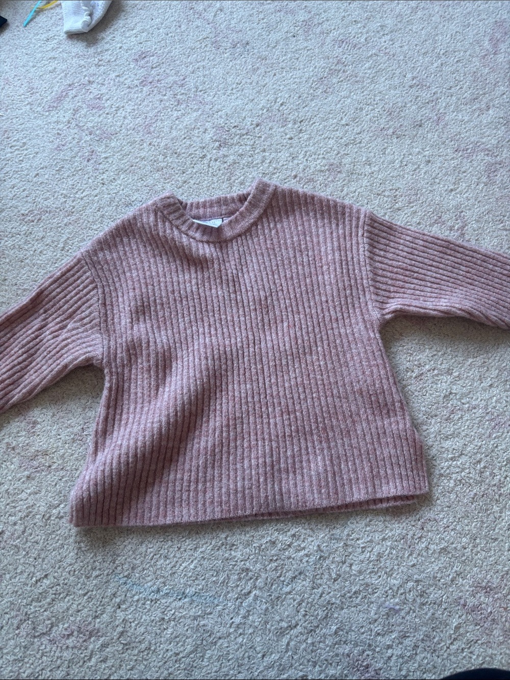 Zara Ribbed Crewneck Sweater - Dusty Pink